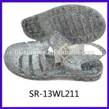 Sandales de gelée à bas prix femme sandales de gelée pvc bling glitter jelly sandals